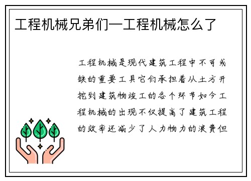 工程机械兄弟们—工程机械怎么了